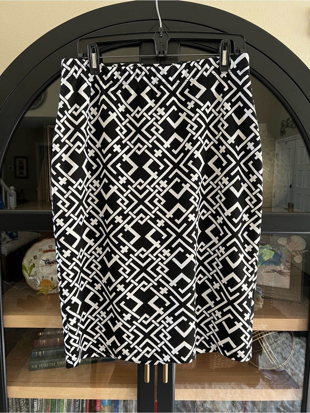 Black & White Geometric Pencil Skirt - Classic Women's Skirt